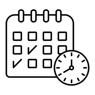 Takvim simgesi. Taslak zaman çizelgesi vektör çizimi. izole edilmiş çevre arkaplanı.