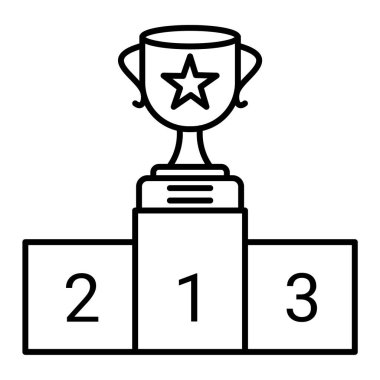 Kazanan bir kupa ile podyum