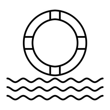 Yüzme havuzu ikonu. Web için yaşam şamandırası vektör simgelerinin özet çizimi