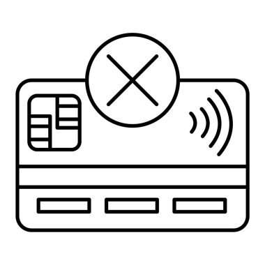 Kredi kartı ikon vektörü. İnce çizgi işareti. izole edilmiş sınır sembolü çizimi