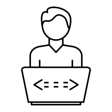 Dizüstü bilgisayar simgesi vektör illüstrasyon tasarımlı bir adam