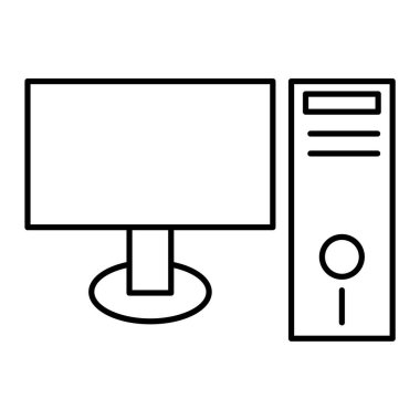 Bilgisayar monitörü simgesi. beyaz arkaplanda izole edilmiş web tasarımı için ana masaüstü pc vektör sembolü