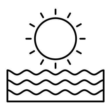 Güneş ikonu vektörü. Plaj işareti. izole edilmiş sınır sembolü çizimi