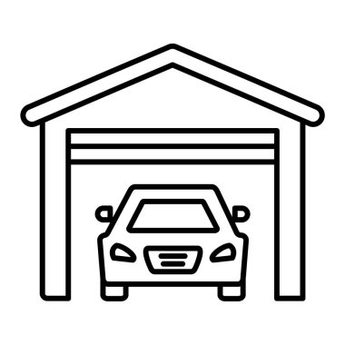 Araba garajı ikonu. Otomatik vektörün özet çizimi ve web için tasarım ögeleri