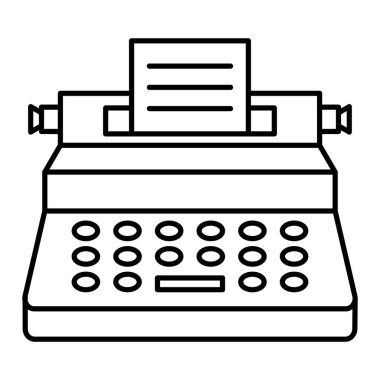 Daktilo ikonu. Web için eski yazar vektör simgelerinin özet çizimi