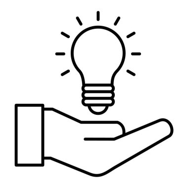 Işık vektör simgesi ile el ele tutuşan ampul