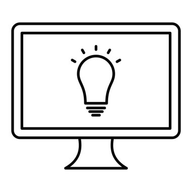 Ampul simgesi vektör illüstrasyon tasarımlı bilgisayar monitörü