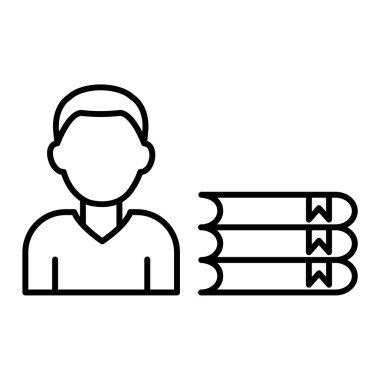 Kitapları olan bir adamın vektör çizimi