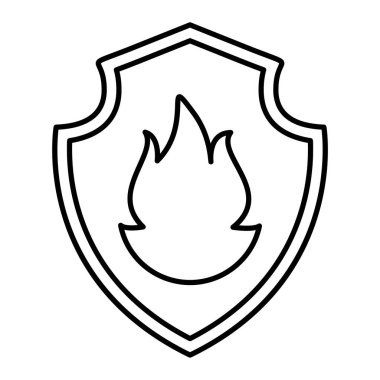 Alev simgesi vektör illüstrasyon tasarımlı kalkan