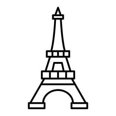 Eyfel Kulesi ikonu. Web için ünlü simge vektör simgelerinin ince çizgi çizimi