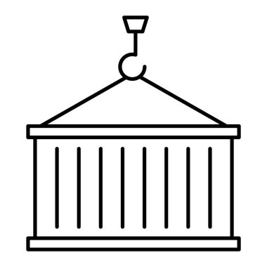 Vinç simgesi. Ağ için kargo taşıyıcı vektör simgelerinin özet çizimi