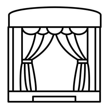 perde ikonu. İnce çizgi biçiminde perde vektör tasarımının özet çizimi