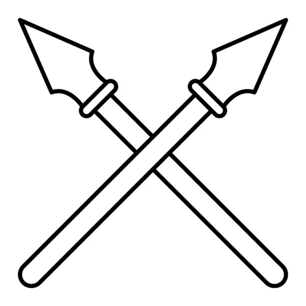 Crossed Swords Icon Outline Set Medieval Weapon Vector Icons Web — Stock Vector