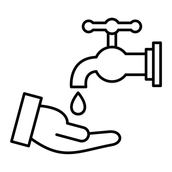 Water Tap Icon Vector Hand Holding Faucet Isolated Contour Symbol — Stock Vector
