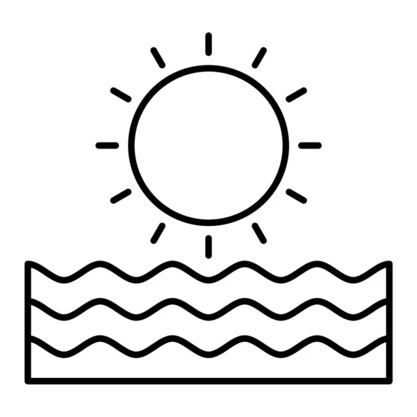 Wektor Ikony Słońca Znak Plaży Odizolowany Symbol Konturu Ilustracja — Wektor stockowy