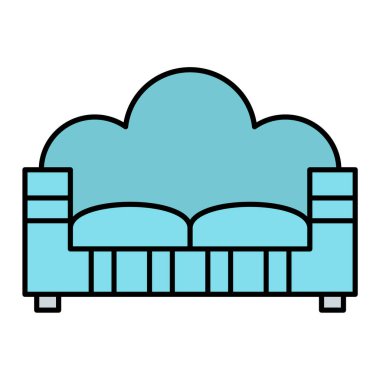 Kanepe ikonu. Yatak mobilyası ve mağaza teması. Renkli tasarım. vektör illüstrasyonu