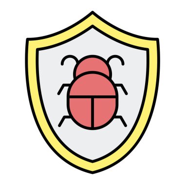 Asma kilit ikonlu bir kalkan. vektör illüstrasyonu