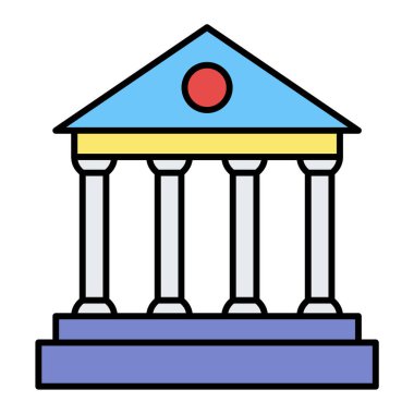 Banka binası ikonu. Vektör illüstrasyonu