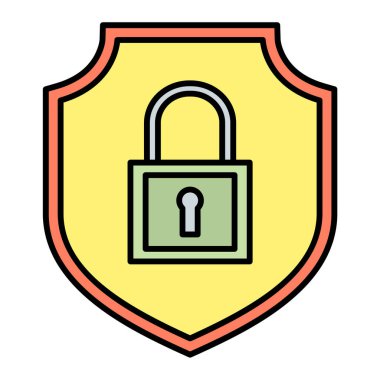 asma kilit ikon vektör illüstrasyon tasarımı ile kalkan