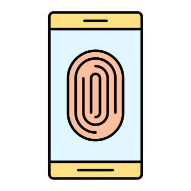 Cep telefonlu akıllı telefon ve parmak izi vektör çizimi tasarımı
