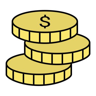 Para sikkeleri ikon. Web için para vektör simgelerinin özet çizimi