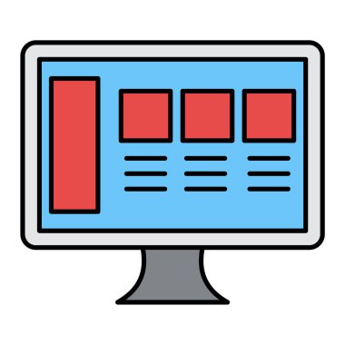 Bilgisayar monitörü simgesi. vektör illüstrasyonu