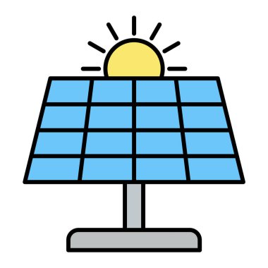 Enerji ve güneş vektör çizimine sahip güneş paneli
