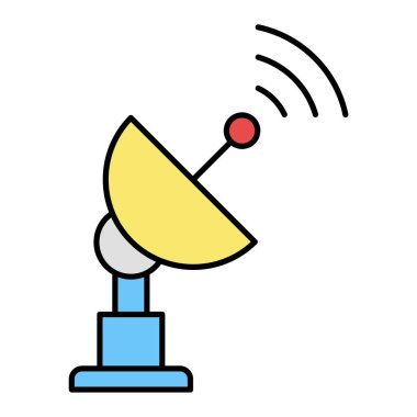 Uydu anten ikon vektörü. Kablosuz radyo uzaktan kumanda işareti. izole edilmiş sınır sembolü çizimi