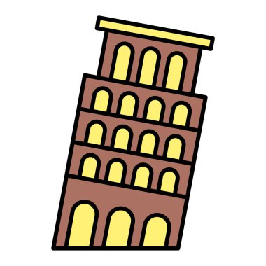 Pisa katedral ikonu. beyaz arkaplanda izole edilmiş italy eski colosseum vektör çizimi karikatürü