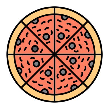 Pizza ikonu. beyaz arkaplanda dilimlenmiş vektör çizimi