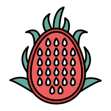 Çilekli meyve ikonu. beyaz arkaplanda izole edilmiş karpuz vektör çizimi