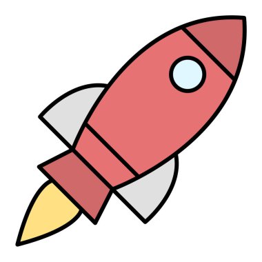 Roket ikonu. Web tasarımı için basit uzay vektör simgeleri çizimi