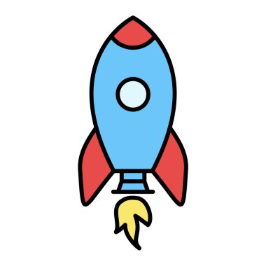 Roket ikonu. Düz dizayn. vektör illüstrasyonu.