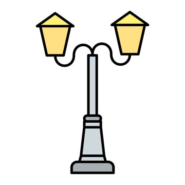 Sokak lambası ikonu. Web için fener vektör simgelerinin özet çizimi