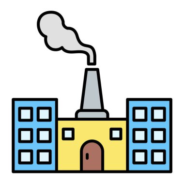 Fabrika binası ikonu. Web için bitki vektör simgelerinin özet çizimi