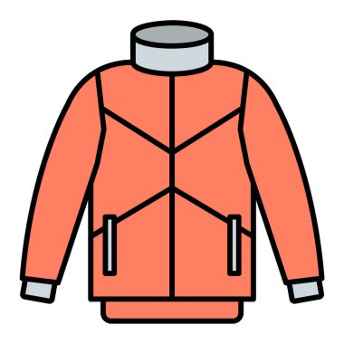 Kışlık ceket ikonu. Web için kıyafet vektör sembolünün özet çizimi