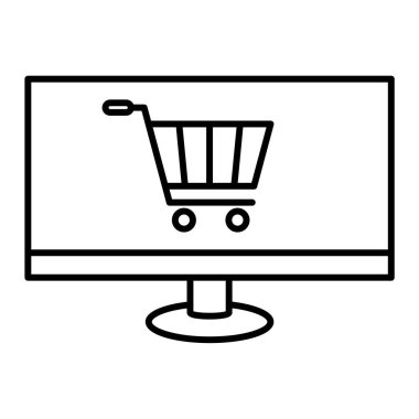 Alışveriş arabası ikonu. dizüstü bilgisayar vektörünün özet çizimi ve web için tema ögelerini doldur