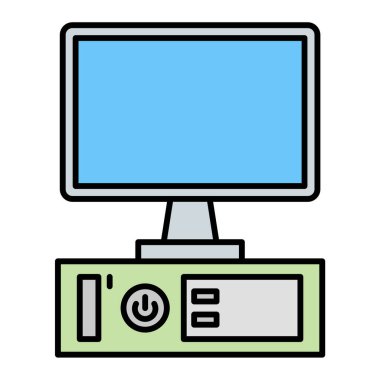 Bilgisayar monitörü simgesi. Web için dizüstü bilgisayar vektör simgelerinin özet çizimi