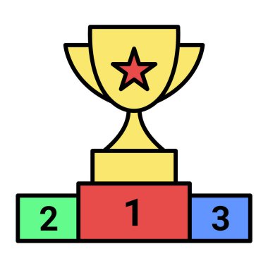 Kupa ikonu. Kazanan ödül vektör illüstrasyonu.