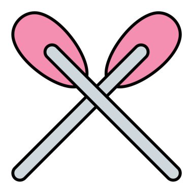 Çapraz kılıç ikonu. Beyaz arkaplanda izole edilmiş web tasarımı için şeker kancası vektör simgelerinin basit çizimi