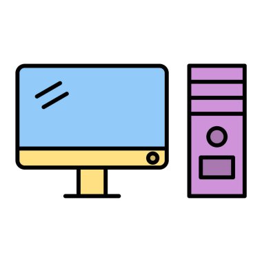 bilgisayar monitörü ikon vektör illüstrasyonu