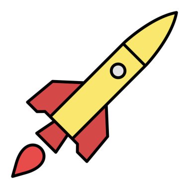 Roket ikonu. Düz dizayn. vektör illüstrasyonu.