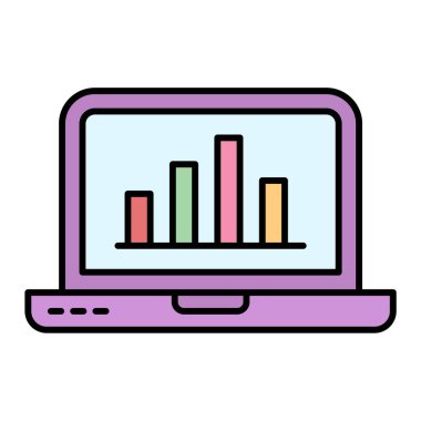 grafik ve istatistik vektör illüstrasyon tasarımlı dizüstü bilgisayar