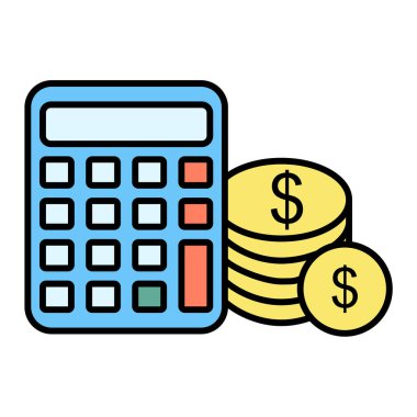 Para ve dolar vektör çizimine sahip hesap makinesi