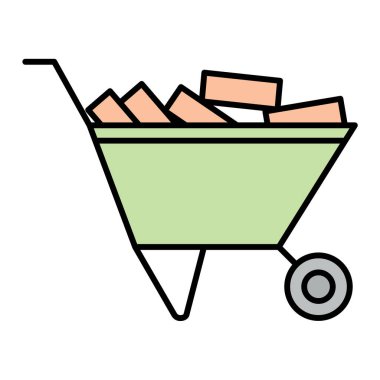 Kürek ve kova vektör çizimi ile el arabası