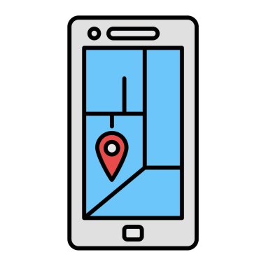 GPS navigasyon vektör çizimine sahip akıllı telefon
