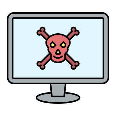 Virüs simgesi. Web için basit bilgisayar izleme vektör simgeleri çizimi