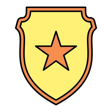 Yıldız gölgesi ve beyaz arkaplanda altın simgesi olan kalkan