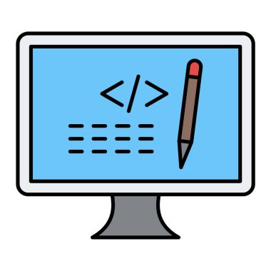 Çizimli bilgisayar monitörü ve bir dizüstü bilgisayar