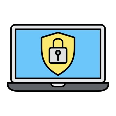 asma kilit ve kilit vektör illüstrasyon tasarımlı dizüstü bilgisayar